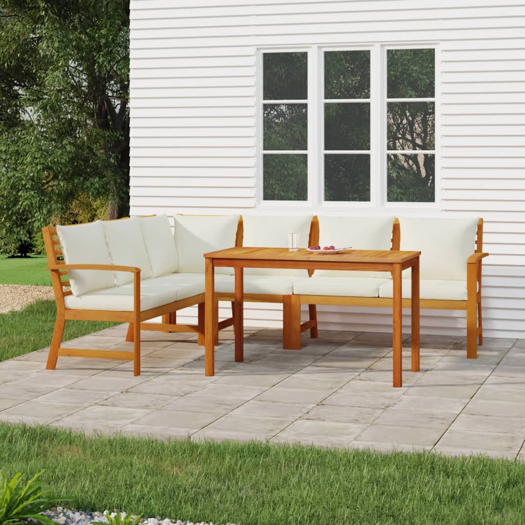 vidaXL 4-Piece Garden Lounge Set with Cushions Solid Acacia Wood