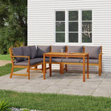 vidaXL 4-Piece Garden Lounge Set with Cushions Solid Acacia Wood