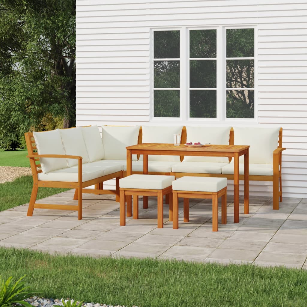 vidaXL 4-Piece Garden Lounge Set with Cushions Solid Acacia Wood