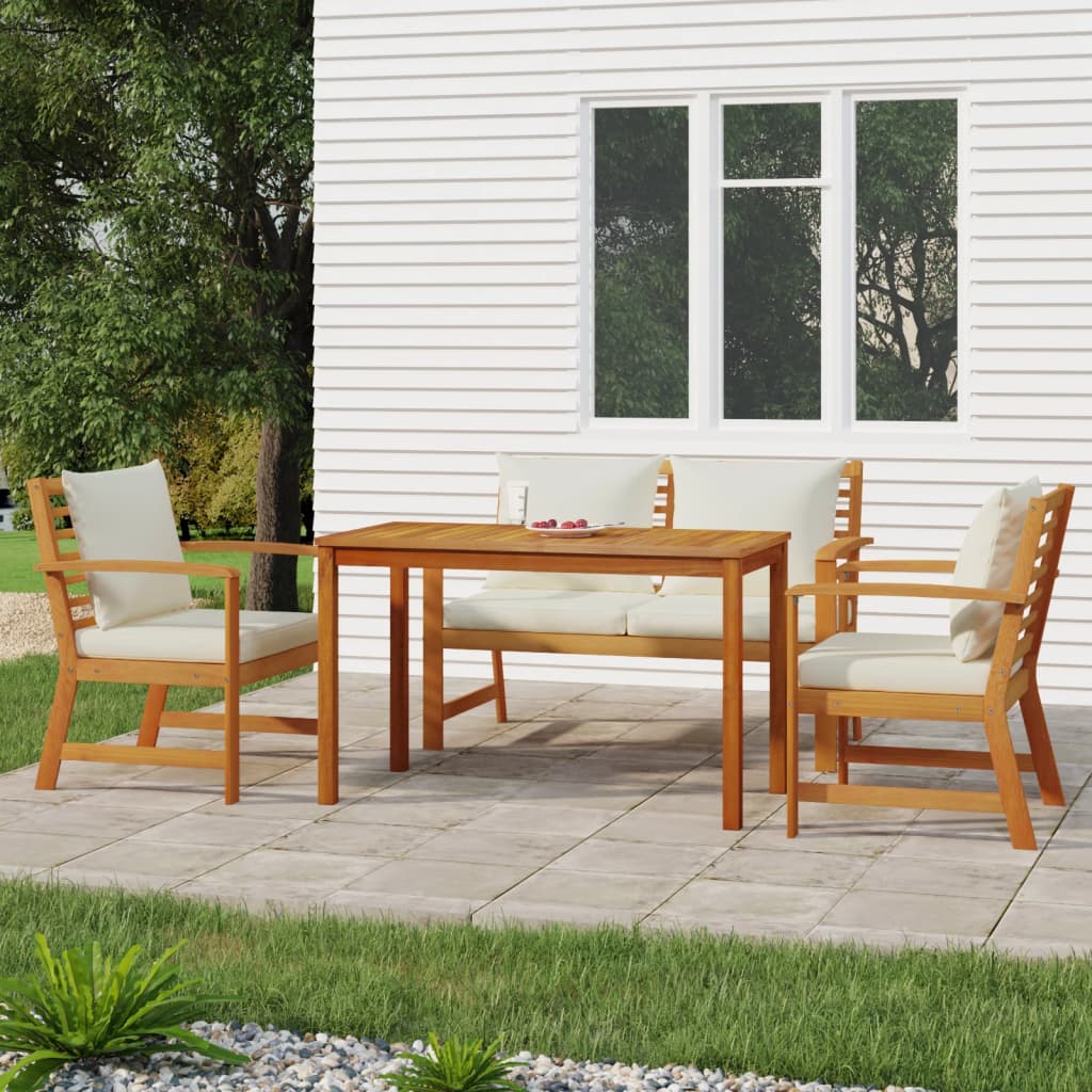 vidaXL 4-Piece Garden Lounge Set with Cushions Solid Acacia Wood