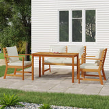 vidaXL 4-Piece Garden Lounge Set with Cushions Solid Acacia Wood