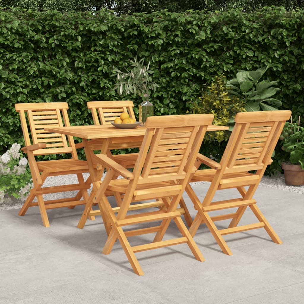 vidaXL 5-delige Tuinset massief teakhout