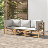 vidaXL 6-delige Loungeset met kussens bamboe lichtgrijs