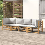 vidaXL 6-delige Loungeset met kussens bamboe lichtgrijs
