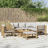 vidaXL 6-delige Loungeset met kussens bamboe lichtgrijs