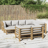 vidaXL 6-delige Loungeset met kussens bamboe lichtgrijs