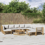 vidaXL 6-delige Loungeset met kussens bamboe lichtgrijs