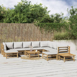 vidaXL 6-delige Loungeset met kussens bamboe lichtgrijs