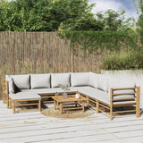 vidaXL 6-delige Loungeset met kussens bamboe lichtgrijs