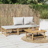 vidaXL 6-delige Loungeset met kussens bamboe lichtgrijs