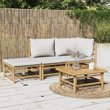 vidaXL 6-delige Loungeset met kussens bamboe lichtgrijs