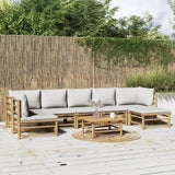 vidaXL 6-delige Loungeset met kussens bamboe lichtgrijs
