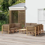 vidaXL 6-delige Loungeset met kussens bamboe lichtgrijs