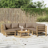 vidaXL 6-delige Loungeset met kussens bamboe lichtgrijs