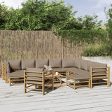 vidaXL 6-delige Loungeset met kussens bamboe lichtgrijs