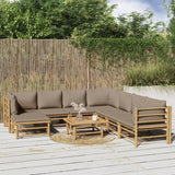 vidaXL 6-delige Loungeset met kussens bamboe lichtgrijs