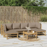 vidaXL 6-delige Loungeset met kussens bamboe lichtgrijs