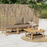 vidaXL 6-delige Loungeset met kussens bamboe lichtgrijs