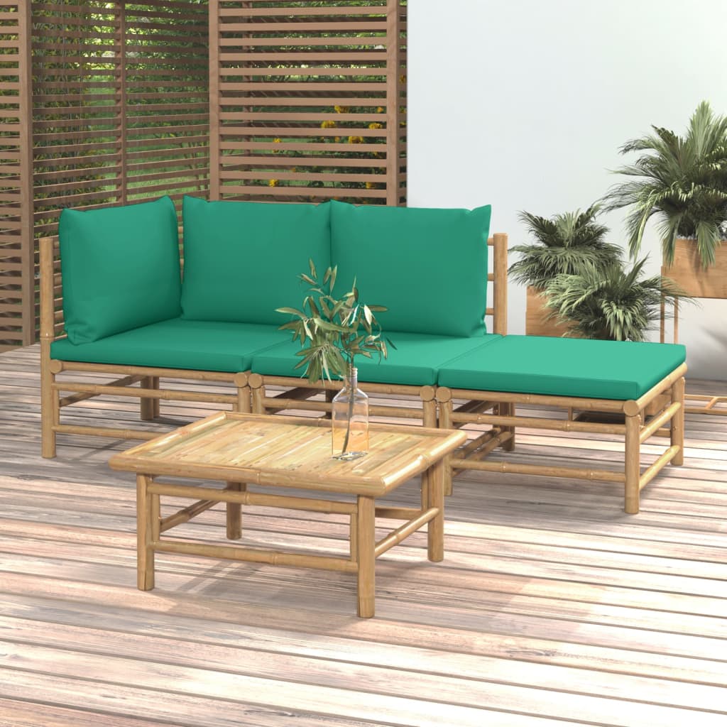 vidaXL 6-delige Loungeset met kussens bamboe lichtgrijs