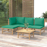 vidaXL 6-delige Loungeset met kussens bamboe lichtgrijs
