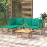 vidaXL 6-delige Loungeset met kussens bamboe lichtgrijs