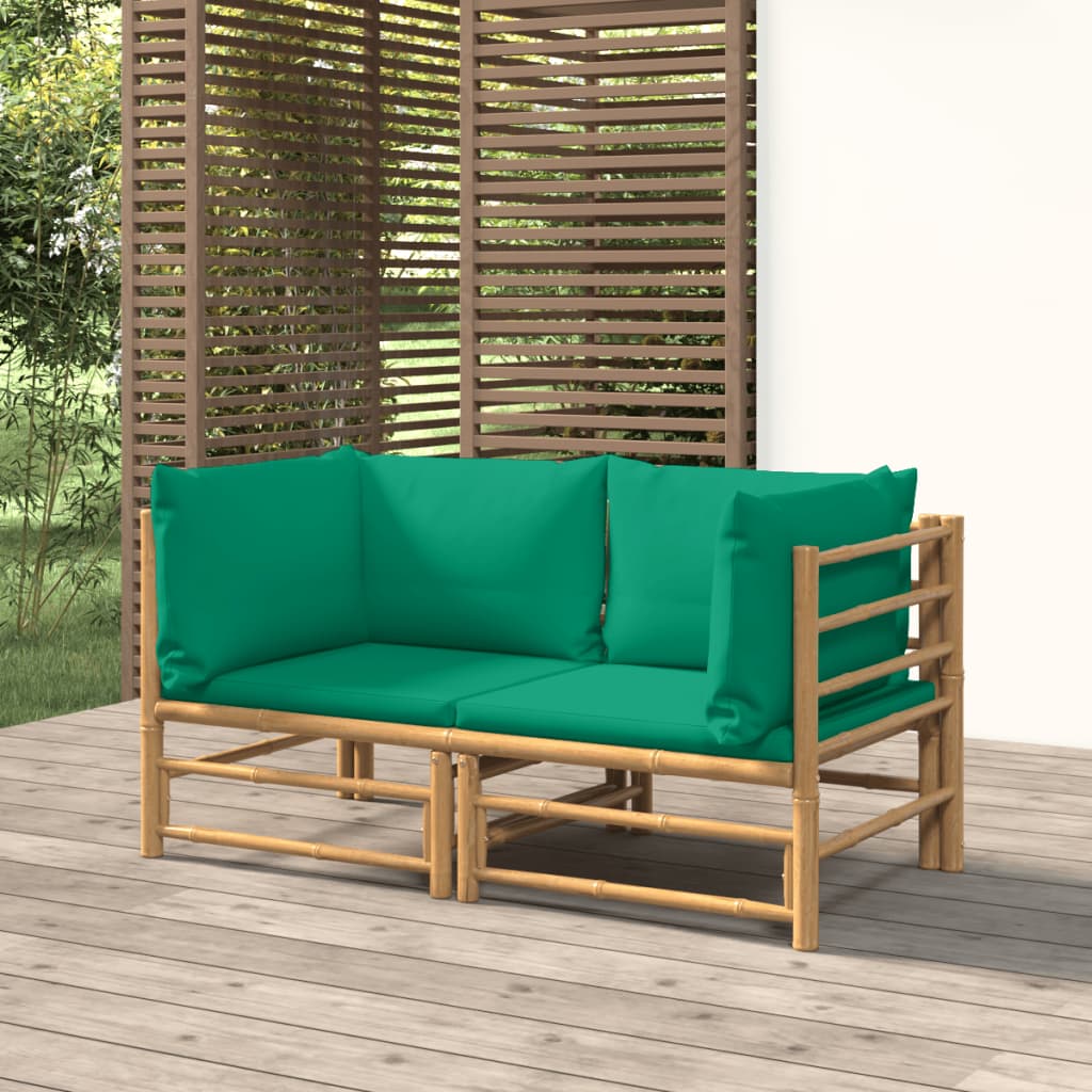 vidaXL 6-delige Loungeset met kussens bamboe lichtgrijs