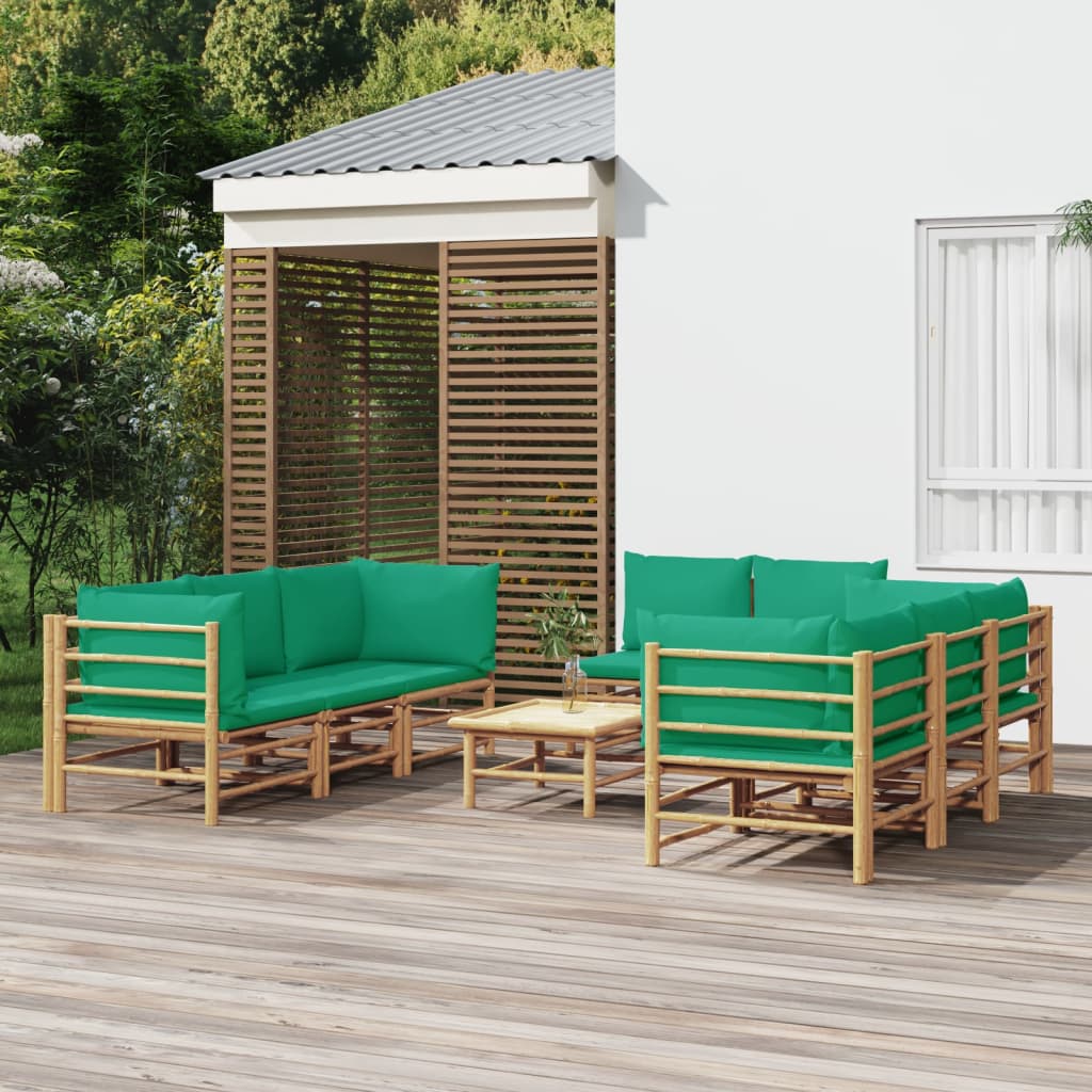 vidaXL 6-delige Loungeset met kussens bamboe lichtgrijs