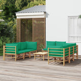vidaXL 6-delige Loungeset met kussens bamboe lichtgrijs