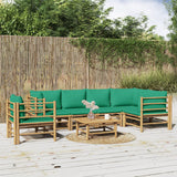 vidaXL 6-delige Loungeset met kussens bamboe lichtgrijs