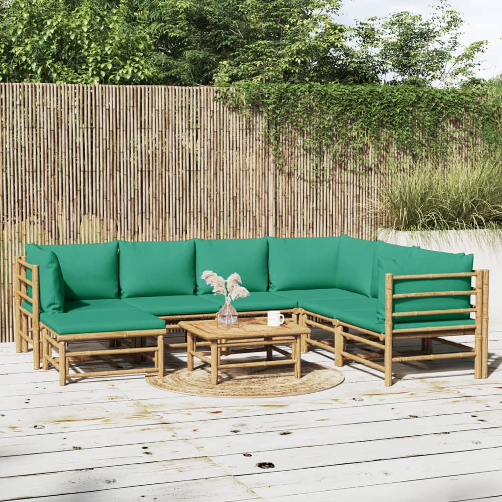 vidaXL 6-delige Loungeset met kussens bamboe lichtgrijs