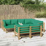 vidaXL 6-delige Loungeset met kussens bamboe lichtgrijs