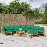 vidaXL 6-delige Loungeset met kussens bamboe lichtgrijs