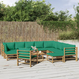 vidaXL 6-delige Loungeset met kussens bamboe lichtgrijs