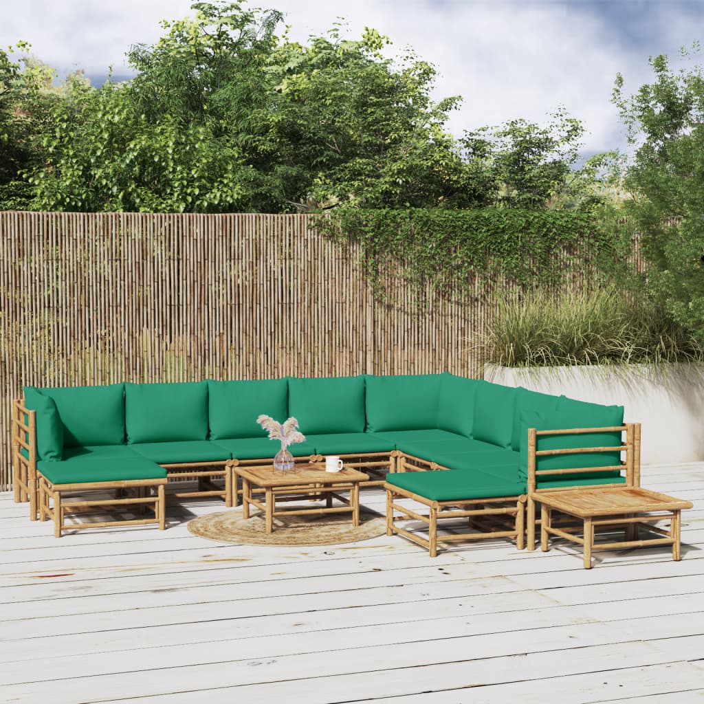 vidaXL 6-delige Loungeset met kussens bamboe lichtgrijs
