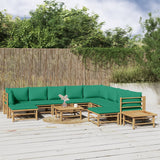 vidaXL 6-delige Loungeset met kussens bamboe lichtgrijs