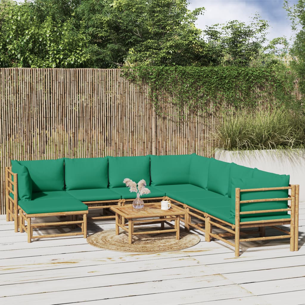 vidaXL 6-delige Loungeset met kussens bamboe lichtgrijs