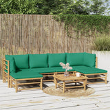 vidaXL 6-delige Loungeset met kussens bamboe lichtgrijs