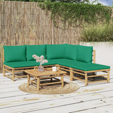 vidaXL 6-delige Loungeset met kussens bamboe lichtgrijs