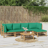 vidaXL 6-delige Loungeset met kussens bamboe lichtgrijs