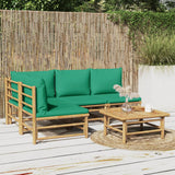 vidaXL 6-delige Loungeset met kussens bamboe lichtgrijs