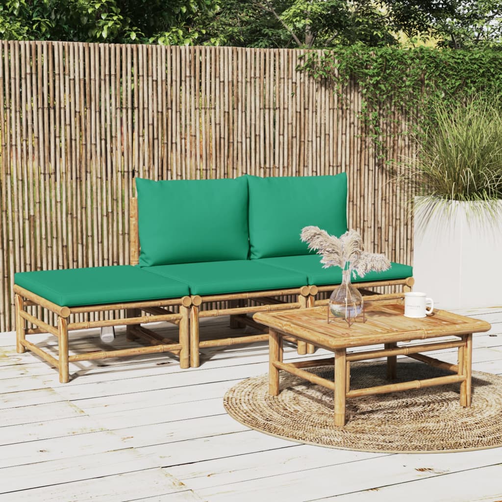 vidaXL 6-delige Loungeset met kussens bamboe lichtgrijs