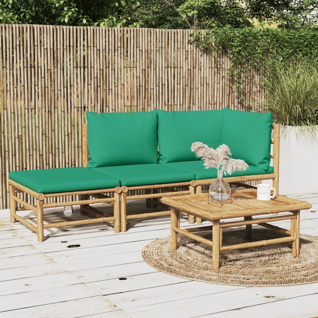 vidaXL 6-delige Loungeset met kussens bamboe lichtgrijs