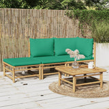 vidaXL 6-delige Loungeset met kussens bamboe lichtgrijs