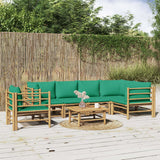 vidaXL 6-delige Loungeset met kussens bamboe lichtgrijs