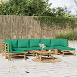 vidaXL 6-delige Loungeset met kussens bamboe lichtgrijs