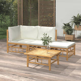 vidaXL 6-Piece Lounge Set with Cushions Bamboo Cream White