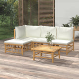 vidaXL 6-Piece Lounge Set with Cushions Bamboo Cream White