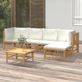 vidaXL 6-Piece Lounge Set with Cushions Bamboo Cream White