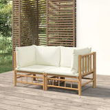 vidaXL 6-Piece Lounge Set with Cushions Bamboo Cream White