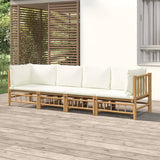 vidaXL 6-Piece Lounge Set with Cushions Bamboo Cream White